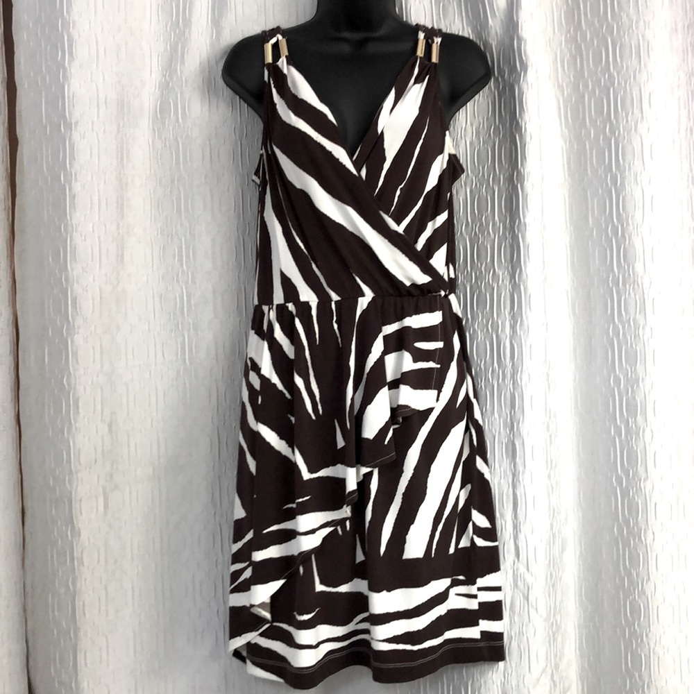Sexy Faux wrap minidress brown and white